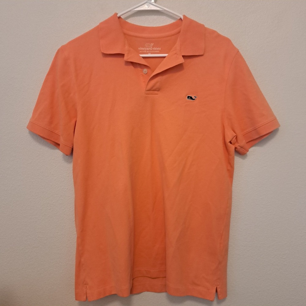 Vineyard Vines Mens Orange Short Sleeve Whale Logo Polo Shirt Size M RN134578